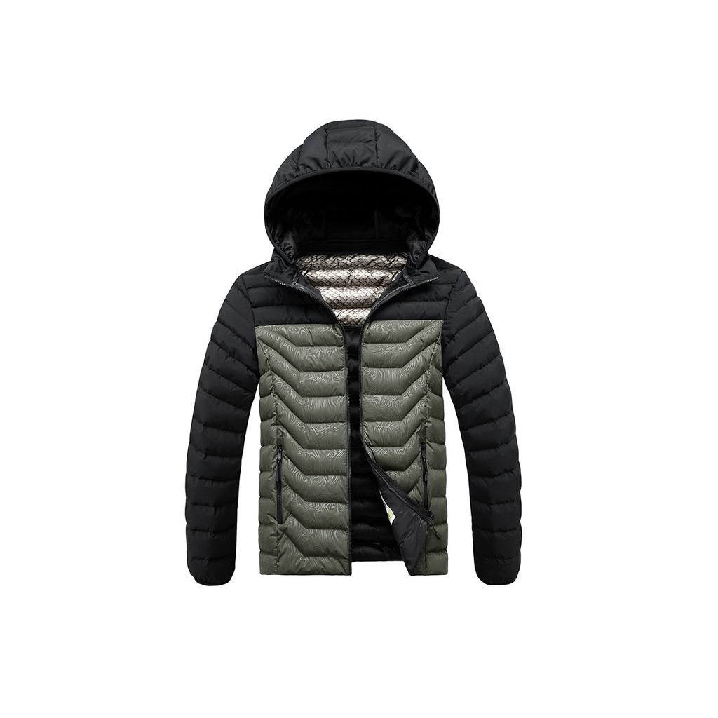 Light Cotton Jacket Men's Models Winter Crash Colour Full Print Removable Cap Thickened Hooded Comfortable and Versatile Jacket Men