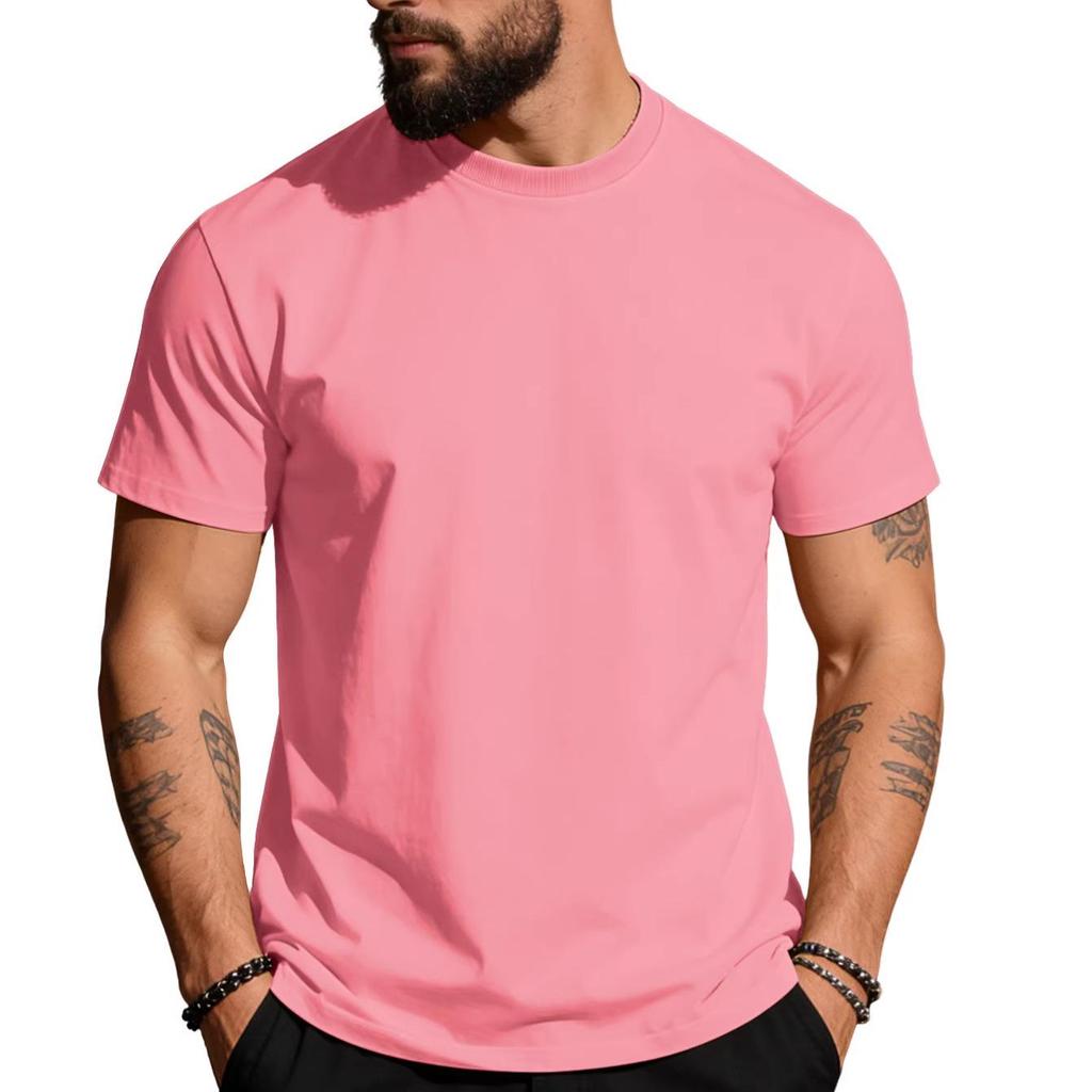 Solid Color Round Neck Pure Cotton Casual Sports Short Sleeve Top