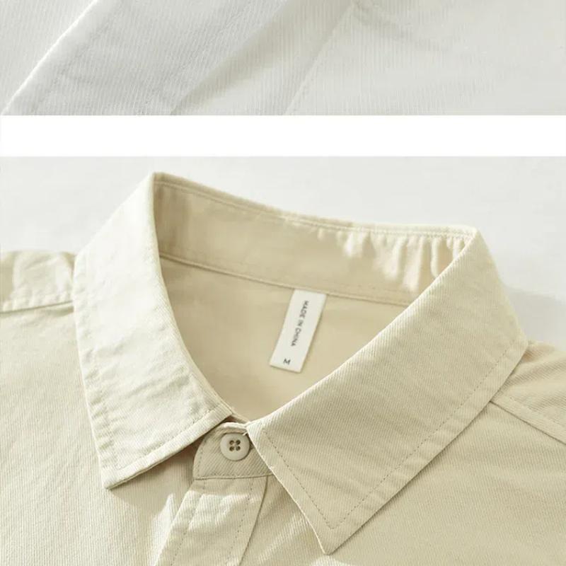 Spring and Summer Long Sleeve Men Shirt Casual 100cotton Soft and Comfortable Button Shirt with Pocket Daily Simple Style Versatile Men Tops