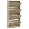 Shoe Cabinet with 4 Doors Sonoma Oak Finish 80 x 21 x 163.5 cm