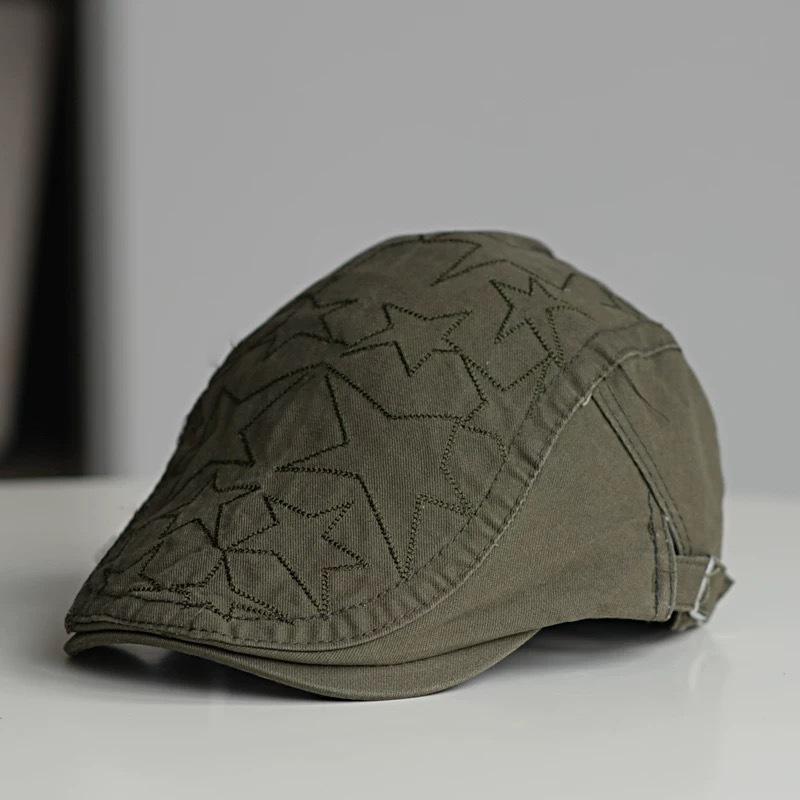 Japanese Retro Denim Star Forward Cap for Women Spring Summer Sweet Cool Versatile Duckbill Beret Hat
