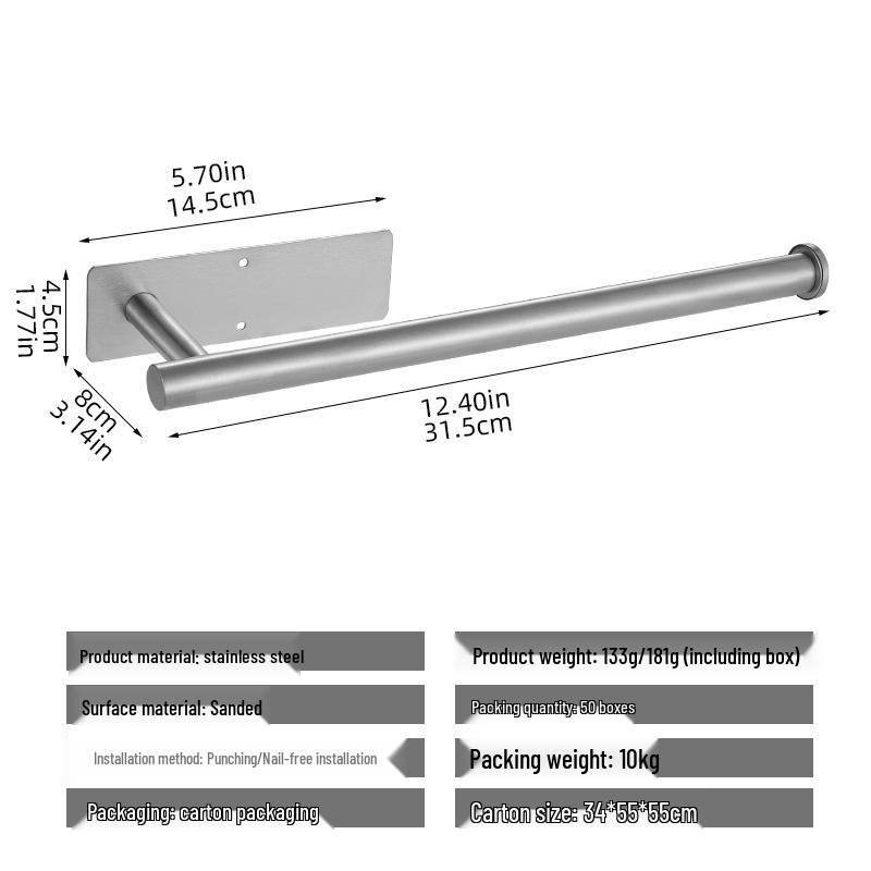 Väggmonterad pappershanddukshållare i rostfritt stål utan spik för badrum