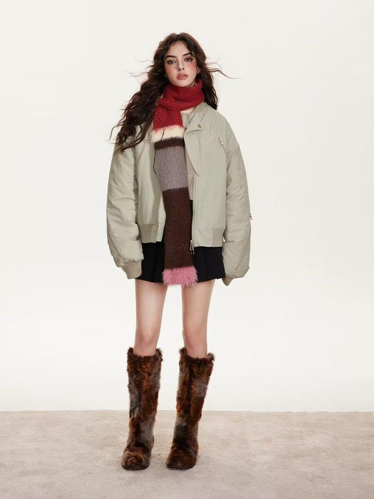 Winter Fashion Versatile Loose Bomber Jacket with Stand-up Collar for Couples