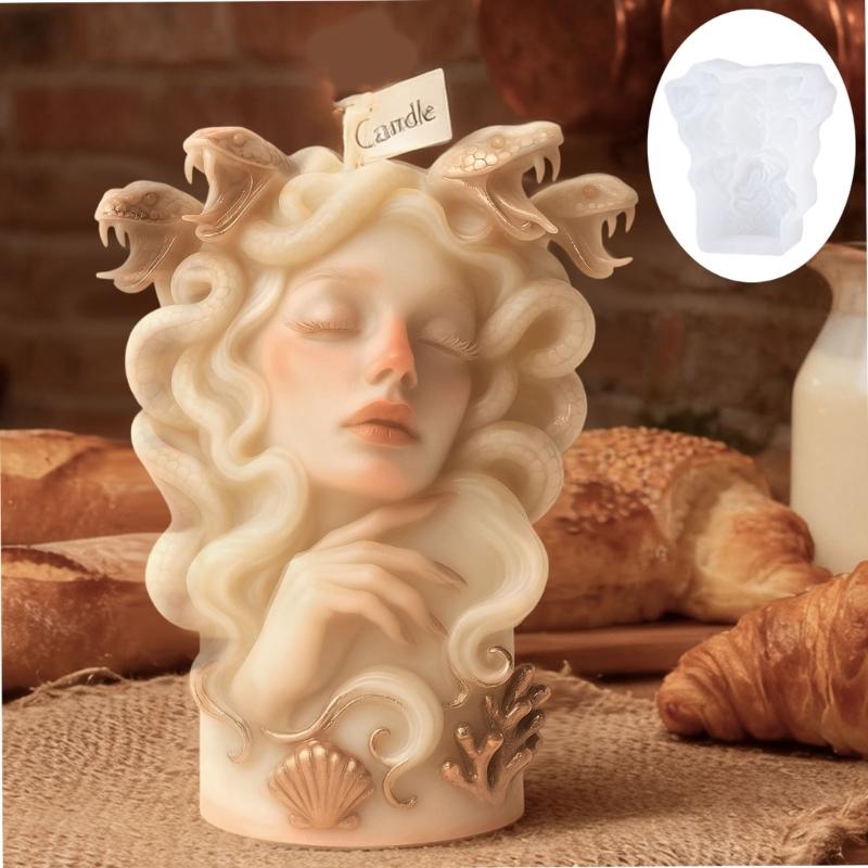 Medusa Girl Statue Silicone Candle Mold Multipurpose Silicone Mould for Making Candle Soap Home Decoration Resin Casting
