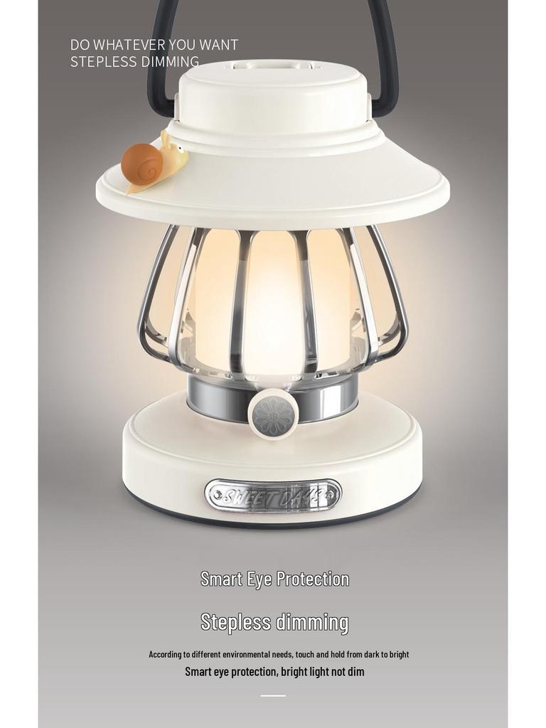 Portable Rechargeable Retro Camping Lantern - Handheld Tent Light & Creative Outdoor Atmosphere Lamp.
