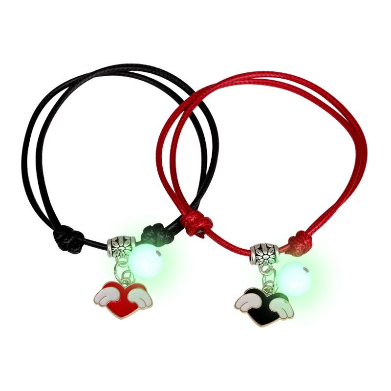 2 Stück leuchtendes Armband für Paare, modische beste Freunde, verstellbare Armbänder, Liebhaber, Freundschaft, geflochtenes Armband