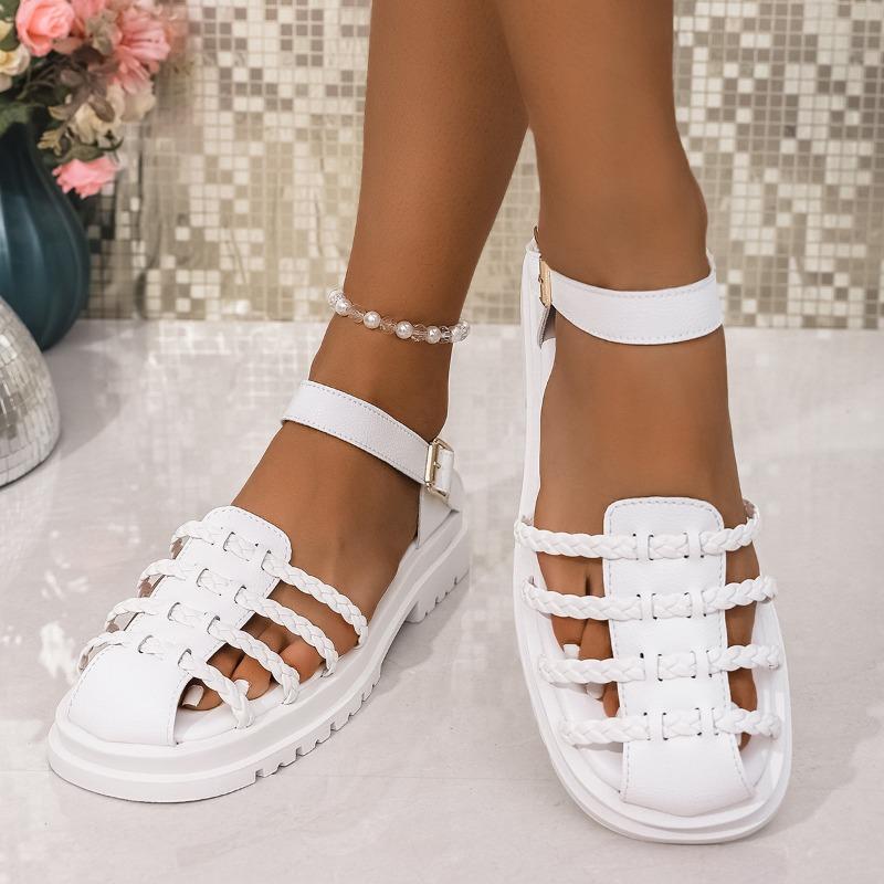 Retro woven bag head sandals women's shoes new summer seaside vacation soft-soled brown shoes