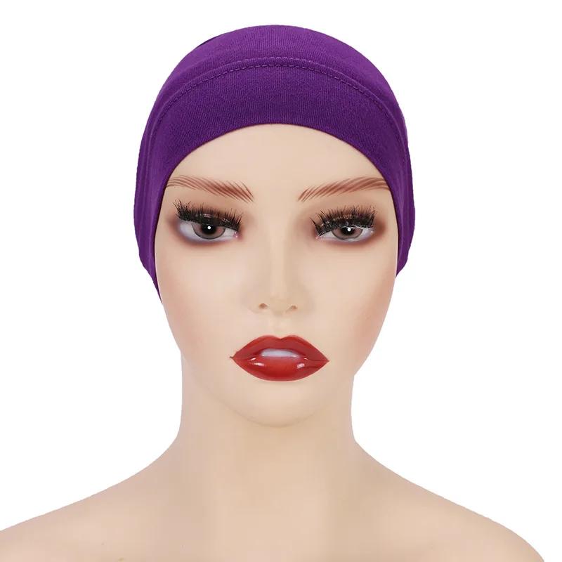Weiß Beige Rot Grau Damen Innen Hijab Kappe Muslimischer Turban Islamische Unterkappe Weibliches Stirnband Turbante Mujer
