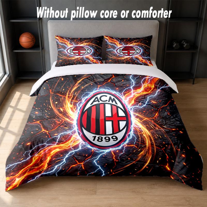 AC Milan Design Bed Bedding Set 1 Duvet Cover + 2 Pillowcases Soft Breathable Household Bed Linens