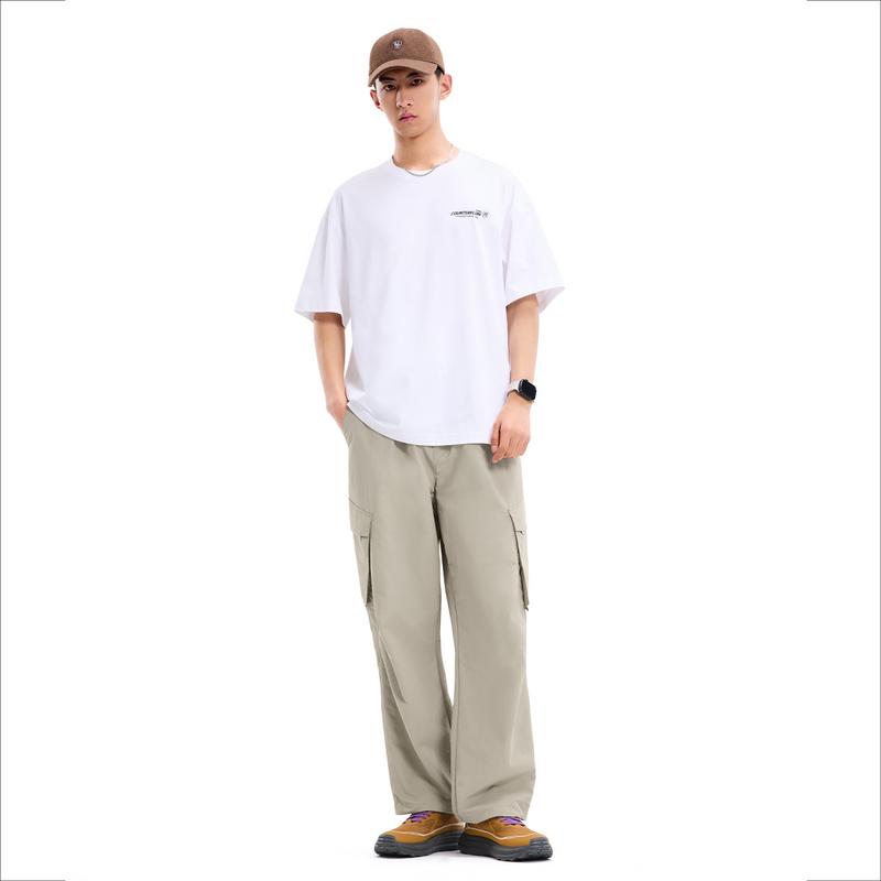 Li Ning Outdoor CF Reflective Ice Feel Comfortable Water Resistant Straight Leg Cargo Pants Men pants Brown Gray AYKW601-1