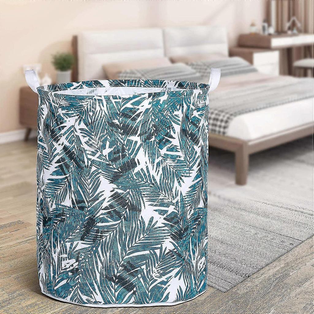 19.7 Waterproof Foldable Laundry Hamper, Dirty Clothes Laundry Basket, Linen Bin Storage Organizer For Toy Collection (plam Leaf)