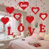 2025 Valentine's Day Heart LOVE 11-Piece Sequin Spiral Hanging Ornament Set for Weddings and Rooms