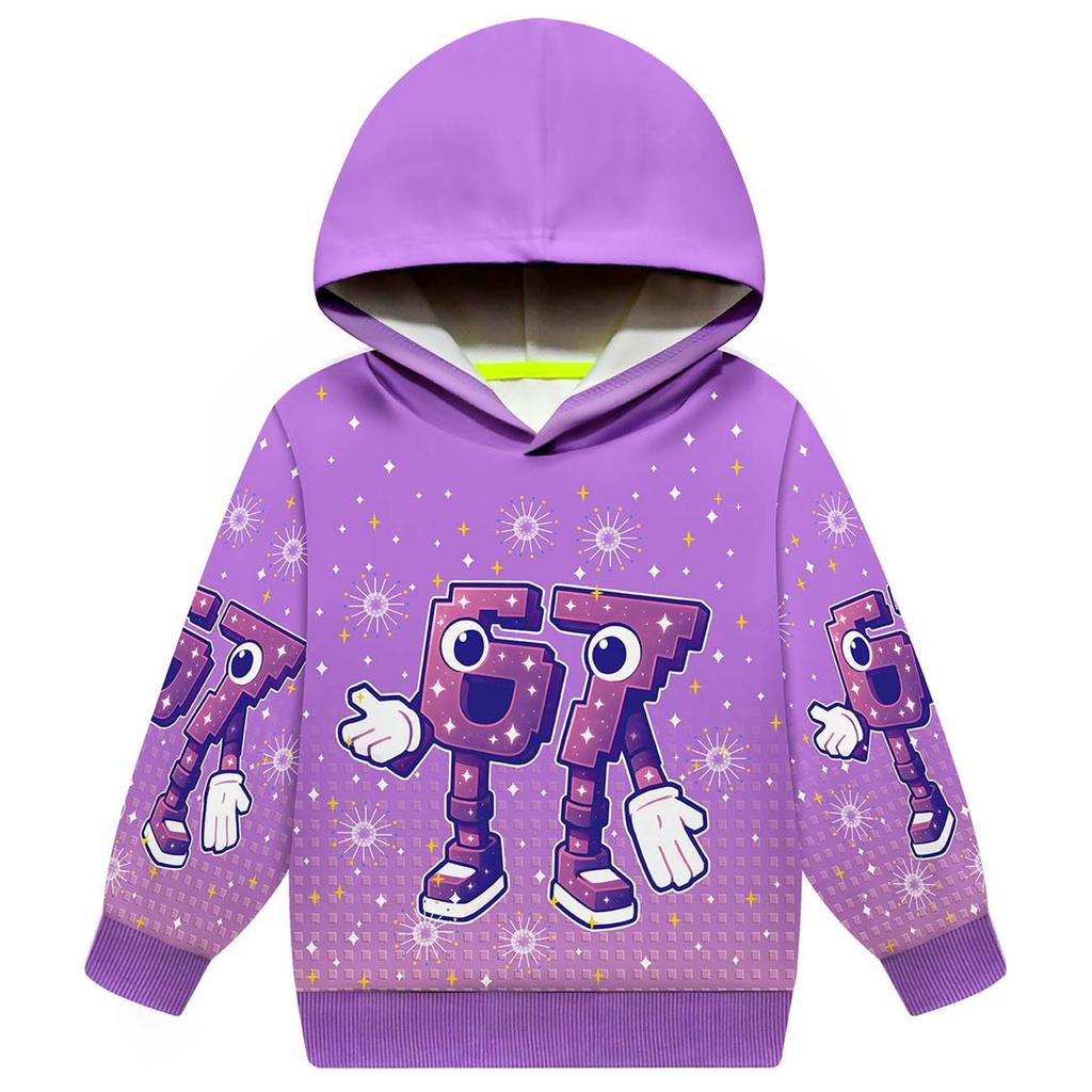 Modna dziecięca bluza z długim rękawem, nadrukiem i kapturem, luźna, dopasowana