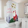 TU Christmas Santa Claus Shower Curtain Festive Holiday Bathroom Decor Reindeer Pattern Waterproof Holiday Home Xmas Decoration
