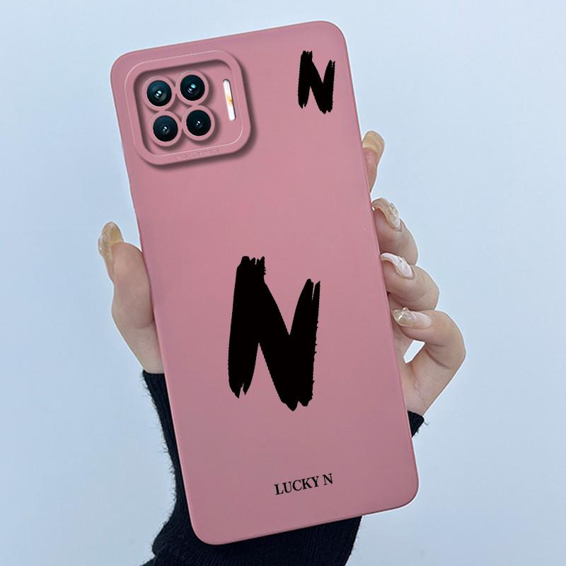 For OPPO F17 Oppo F17 Pro Case Oppo A73 A93 Reno 4F Back Cover TPU Silicon Lucky Initial Letter Couples Phone Bumper Soft Case