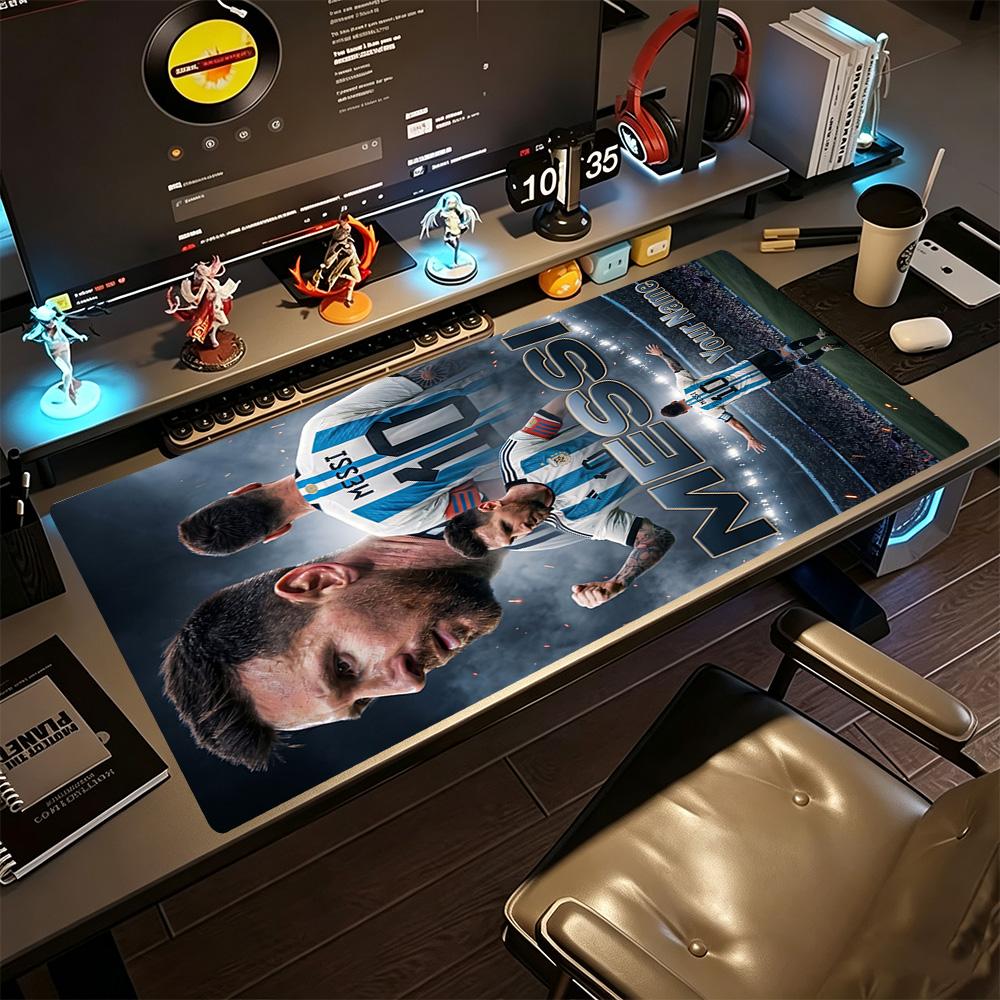 Football Messi Personalized Name Mouse Pad Desk Mouse Pad Computer Desk Mat Non-Slip Rubber Bottom Office Desk Accessory