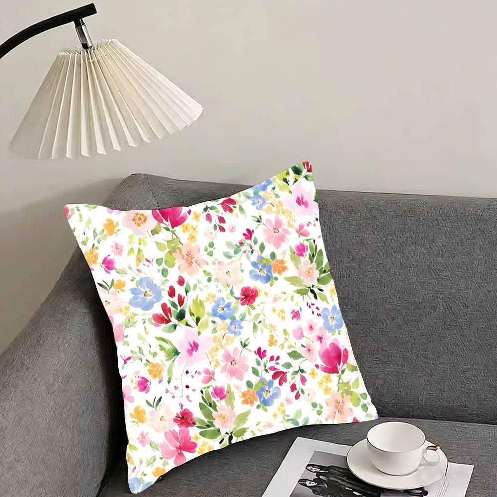 Floral Pattern Cute Cushion Cover Pillowcase Ultra Soft Skin Friendly Fabric Cloud Like Comfort Concealed Zipper