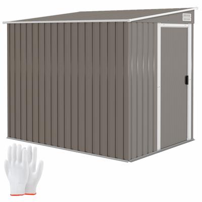 Metal Equipment House 2.81m² 154x206.5x181 Cm Tool Shed with Pent Roof Foundation