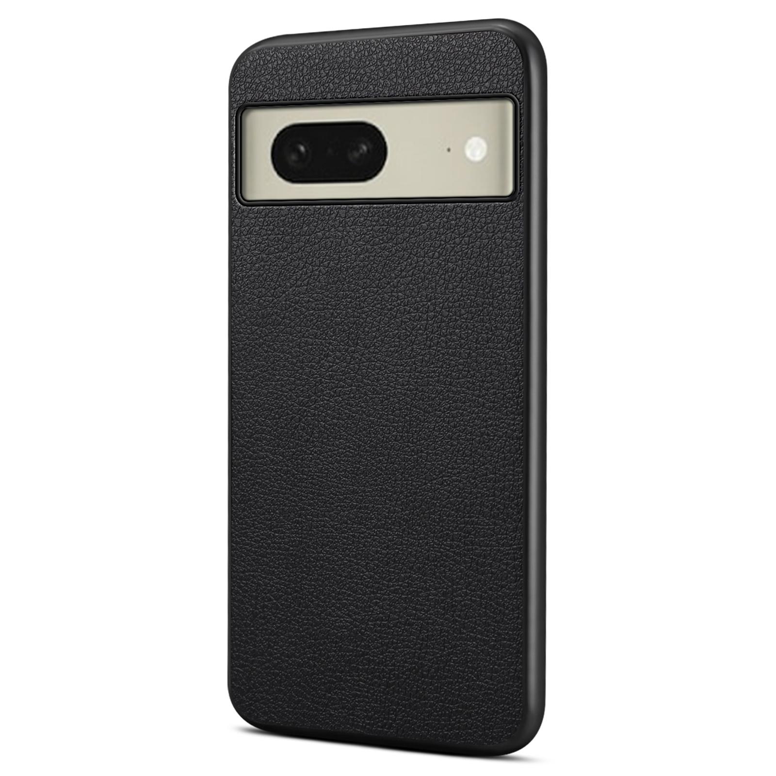 

For Google Pixel 8 Case PU Leather Coated PC+TPU Drop-proof Phone Guard Cover Black