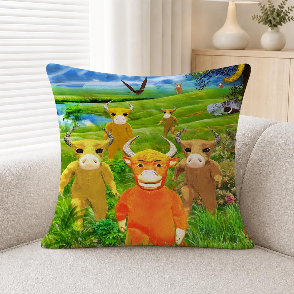 Cute Fictional Character Niulai Soft Plushs Fluffy Throw Pillow Cases For Sofa Bedroom Home Decor