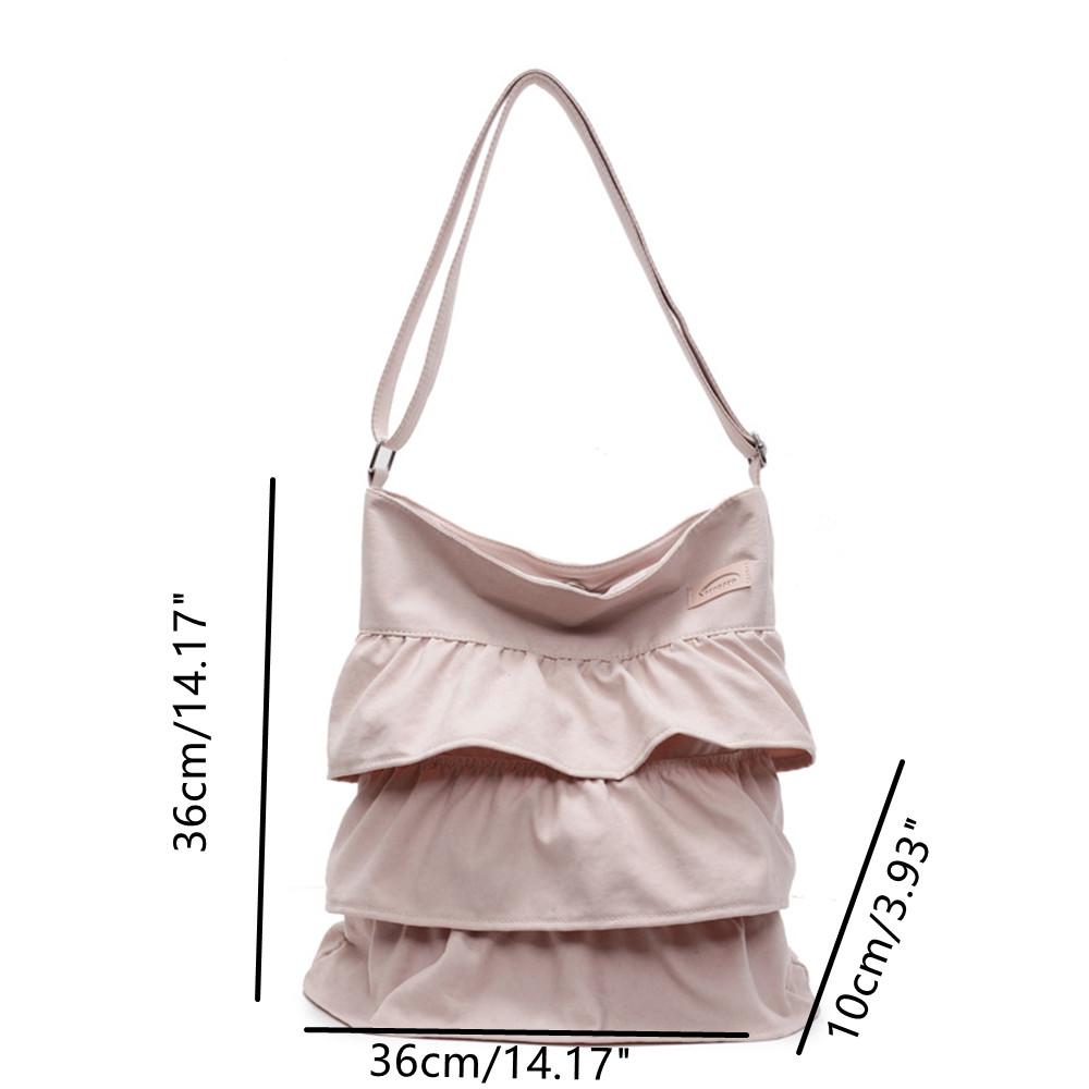 Cross-Body Tote Bag for Women Large Capacity Canvas Purse with Pleated Design Slouchy Hobo Bag Aesthetic Lazy Style Shoulder Bag
