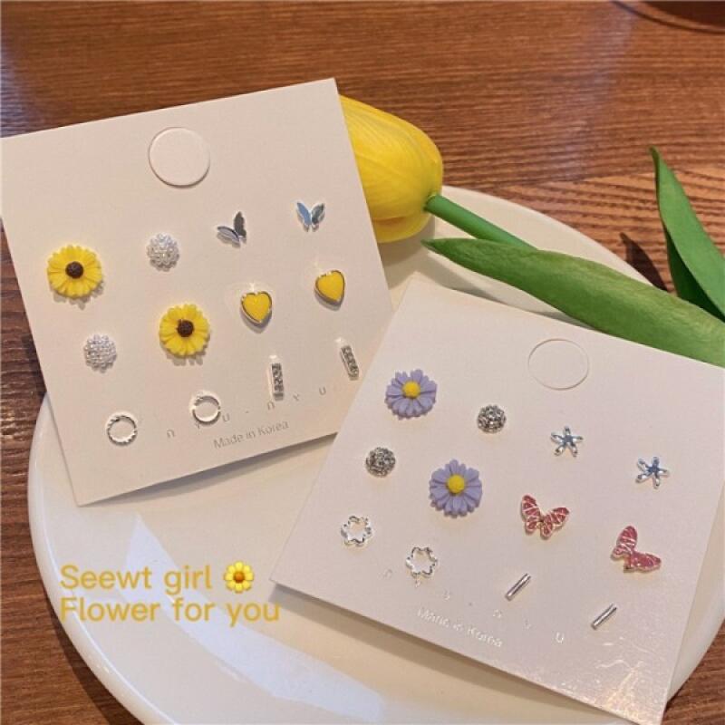 

Flower, Heart, Butterfly, Star, Basic Stick Ring, Round Earrings Yellow
