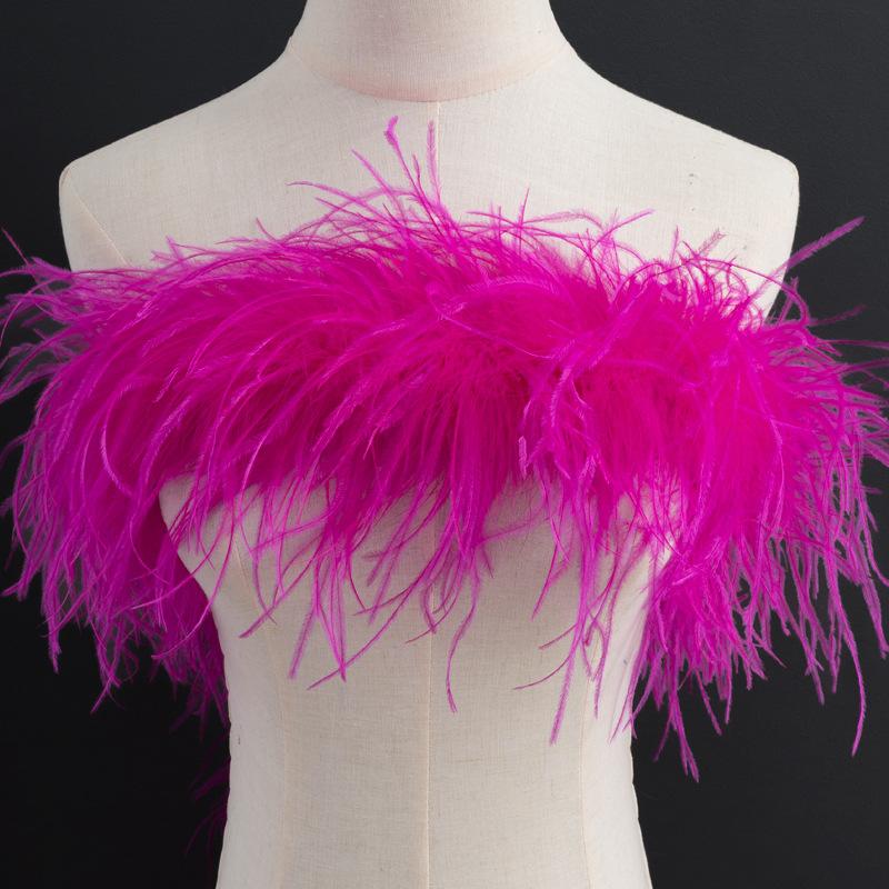 3 Layers Of Color Encryption Bold Ostrich Feather Strip Catwalk Latin Dance Dress Fashion Diy Handmade Clothing Accessories