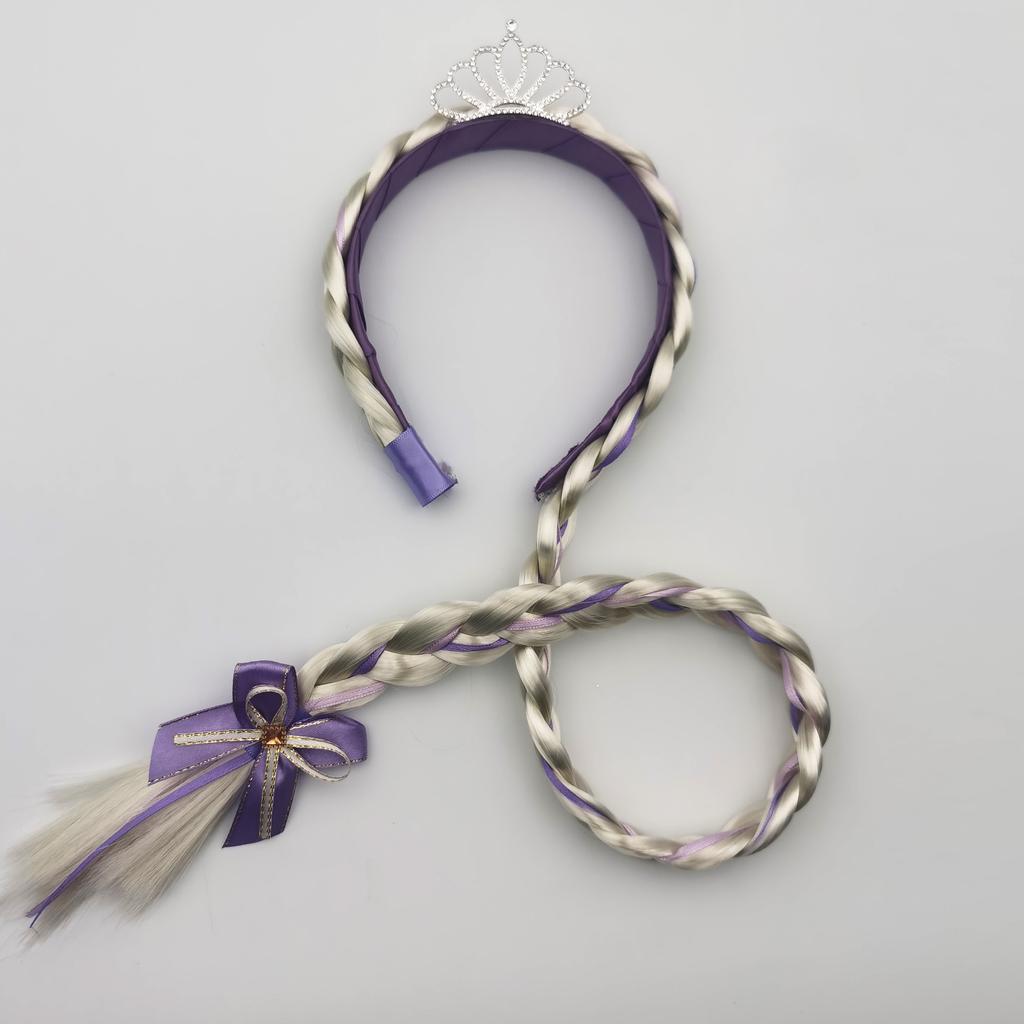 Pearl Crown Headband with Wig Braids & Snowflake Decor for Girls—Princess Style, Perfect for Daily Wear & Holiday Parties