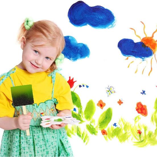 Foam Paint Brushes, 50 PCS Sponge Paint Brush for Painting, Staining, 3 inch Foam Sponge Wood Handle Paint Brush Set