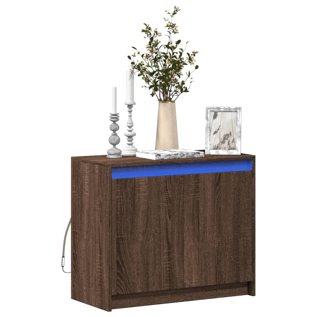 LED Sideboard Brown Oak Effect 72 x 34 x 61 cm Particleboard