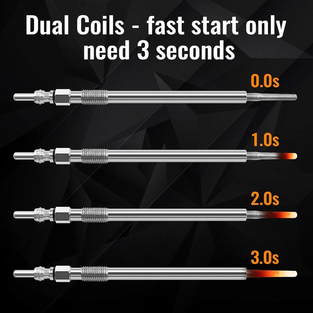 Ensun 68460484AB Diesel Glow Plug Dual Coils Compatible with 2014- Grand Cherokee 6 Cyl 3.0L Diesel, 2014-2018 Ram 1500 6 Cyl 3.0L Diesel,  Ram 1500