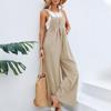 Kadın Günlük Tulumlar Yaz Vintage Pamuk Keten Askılı Geniş Paça Pantolon Moda Spagetti Askılı Düz Salopet Kıyafet