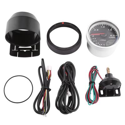 Universal 60mm LED Turbo Boost Meter Gauge Black Shell For Auto Racing Car 0200 Kpa