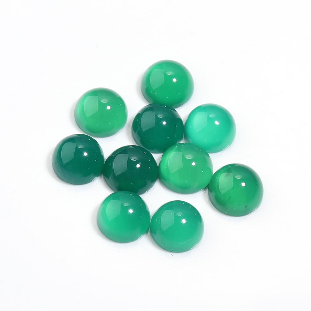 10pcs Natural Stone Cabochon Beads Round Green Agatte Cabochons Loose Beads Cabochon Cameo For Jewelry Making DIY Rings Necklace