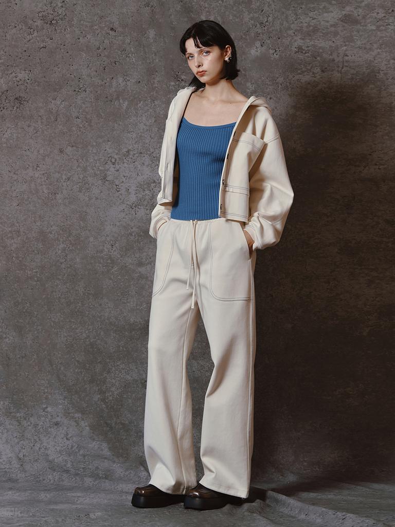 MEENDERI Round Pocket Jogger Pants - Cream