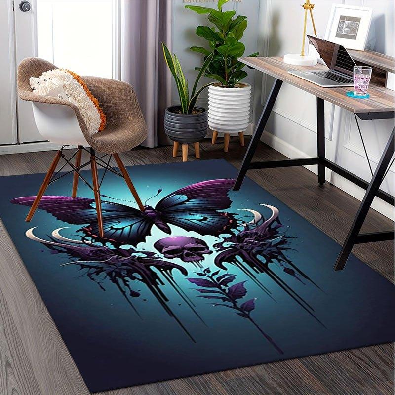 "Dark Butterfly Skull Tattoo Design Art Print"Office Mat Home Decor Office Desk Chair Carpet for Office Ph130
