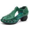 Mode GKTINOO 2025 Ethnischer Stil Bequeme High Heels Plateau Echtes Leder Damenschuhe Ausgeschnitten Damen Strand Sommer Sandalen Rutschfest