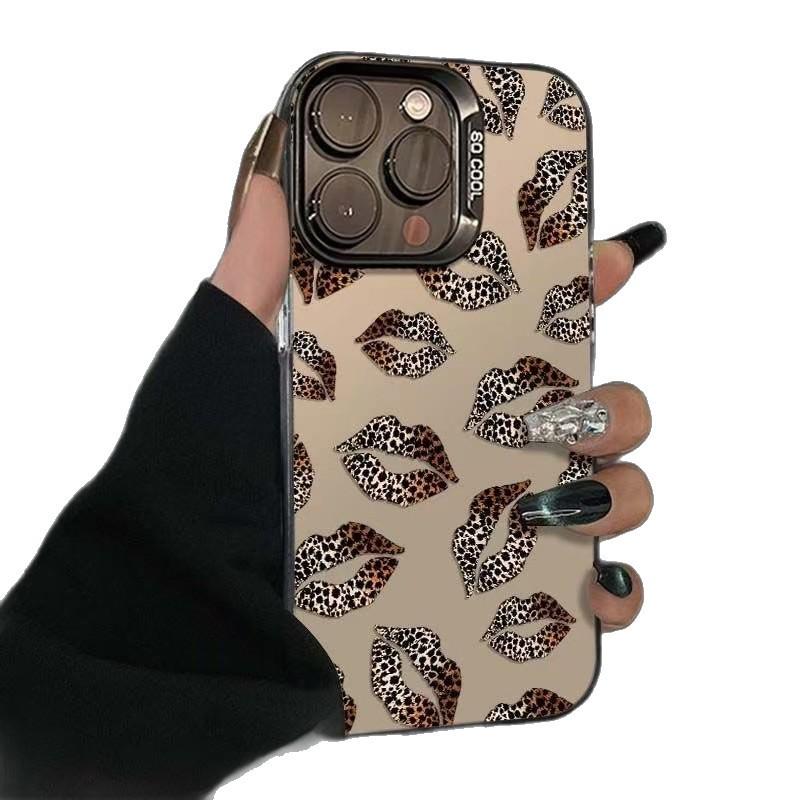 Leopard Print iPhone 13-17 Pro Case with Lipstick Holder
