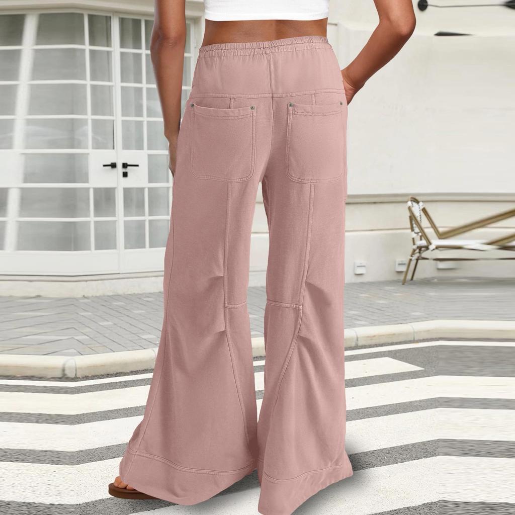 Women's Wide Leg Sweatpants Elastic High Waisted Long Pants Casual Loose Yoga Pants With Pockets