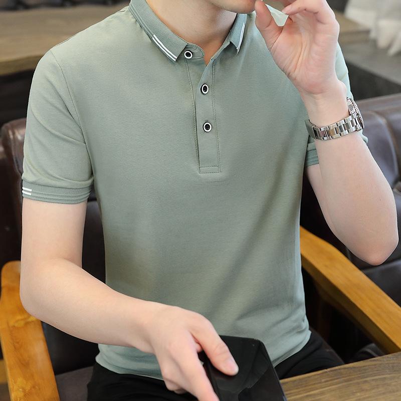 

Новая летняя мужская рубашка-поло из чистого хлопка в деловом стиле унисекс с воротником-стойкой, простая и универсальная, с короткими рукавами 4XL