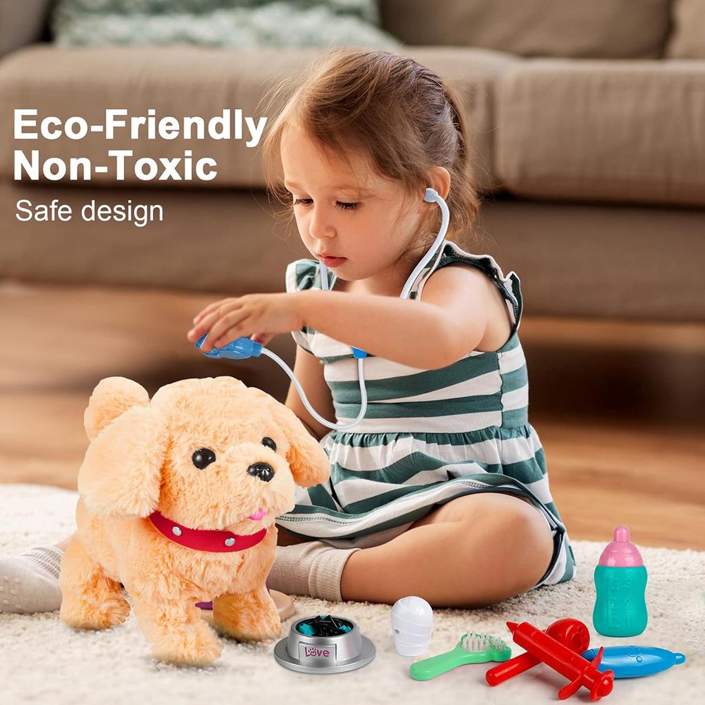 Koonie Realistic Robot Puppy - Interactive Walking & Barking Dog with Singing/Tail Wagging, Educational Play & Plush Birthday Gift for 2-5 Years Old