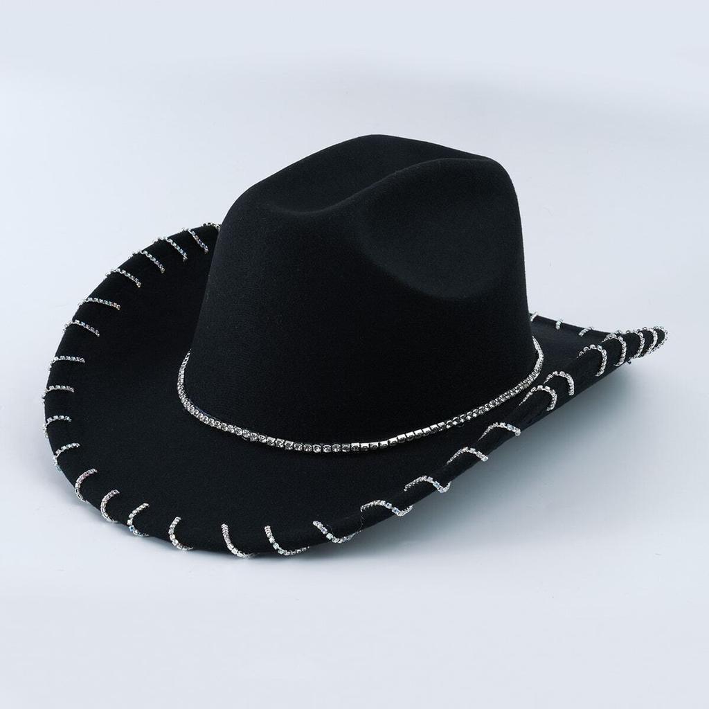 eBay European and American Men and Women Couples Western Big-brimmed Cowboy Hat Top Hat Handmade Rhinestones