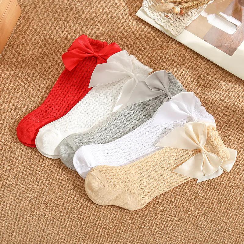 Baby Boy  Floor Ventilate Socks Children's Bow Solid Color Medium Stockings Sock Stuff Accessories Newborn Clothing Girl Cotton