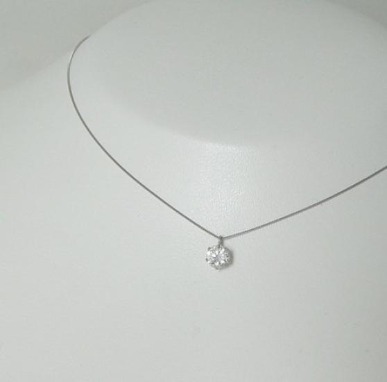 Box for You and Platinum Pt900 Diamond Necklace UP Pendant Single SI2 Grade G Color Front and Back Good [Jewelry Me] 0.20ct Cut/4084 [Birthstone