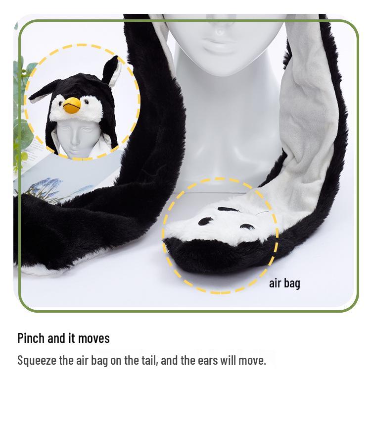 Entzückende Tier-Mütze mit beweglichen Ohren - Kinderwarme Cartoon-Stil mit Airbag-Spielzeug-Funktionen