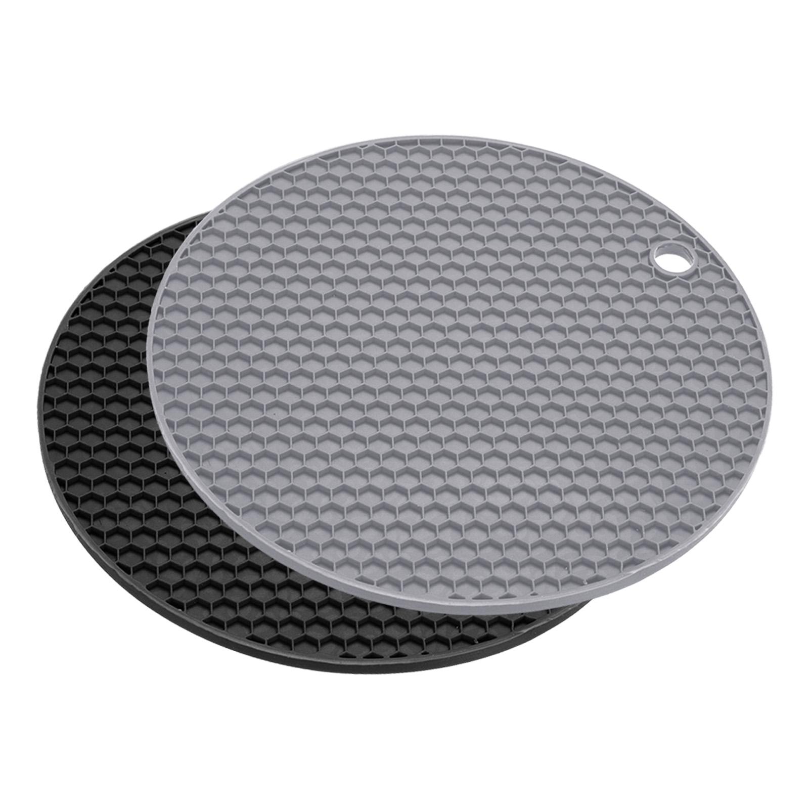 

2pcs Uxcell Dish Drying Mat Set Round Silicone Reusable Drain Pad Heat Resistant Suitable for Kitchen Counter Fridge Drawer 18 x 18 x 0.5cm