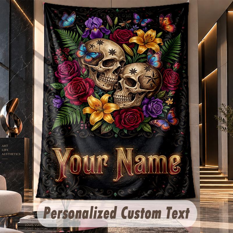 Day of the Dead (1) Theme Custom Tapestry Personalized Custom Name Text Wall Hanging Tapestry Home Decor Background Cloth
