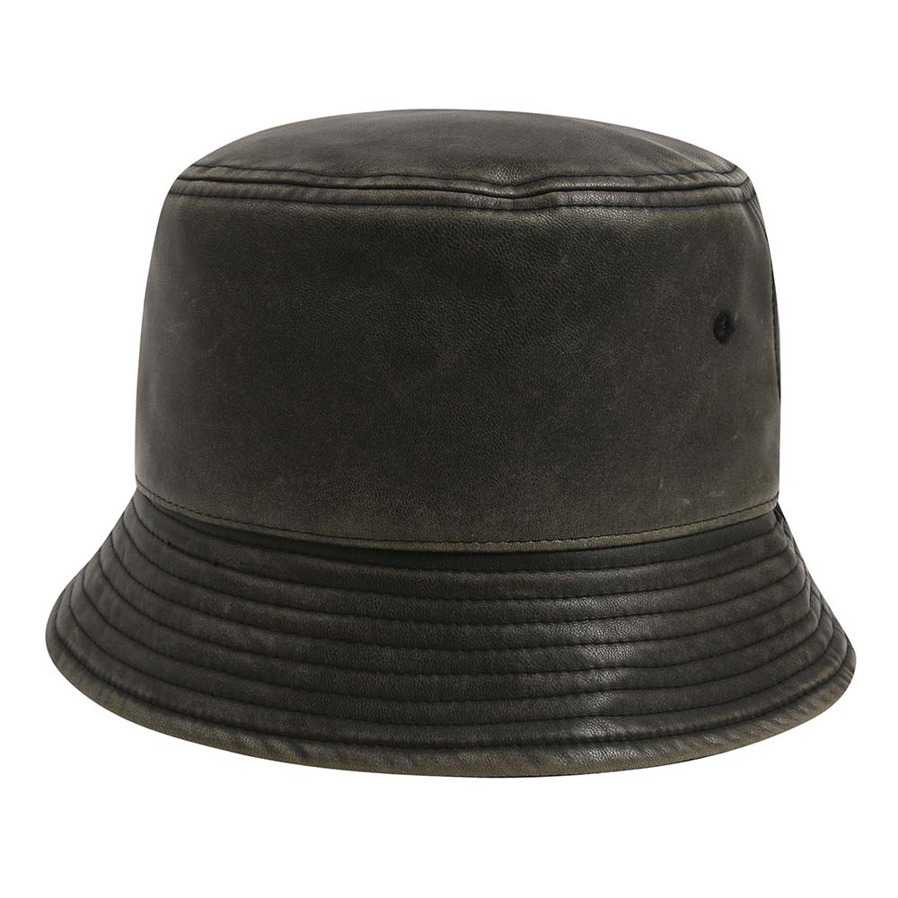 BUCKAROO Faux Leather Bucket Hat Dark Khaki