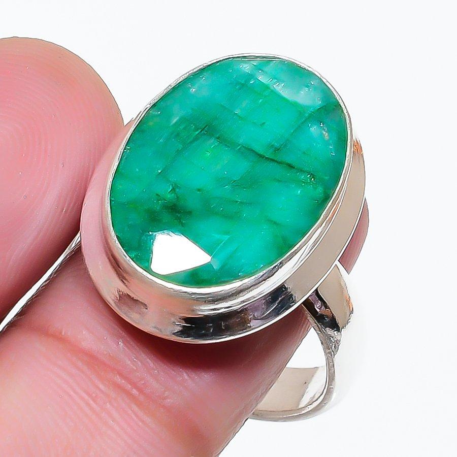 Natural Jade Gemstone Handmade 925 Sterling Silver Jewelry Ring Size 8 AR-18226