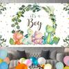 2D Boy Baby Shower Party Backdrop with Colorful Dinosaurs Photo Banner